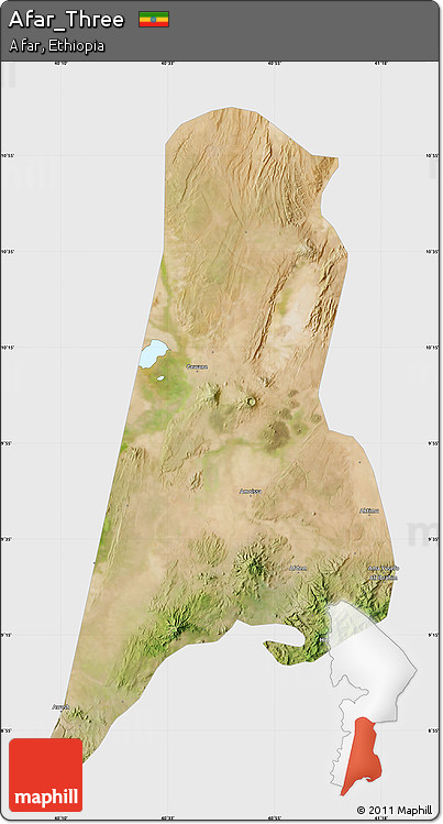 Satellite Map of Afar_Three, single color outside