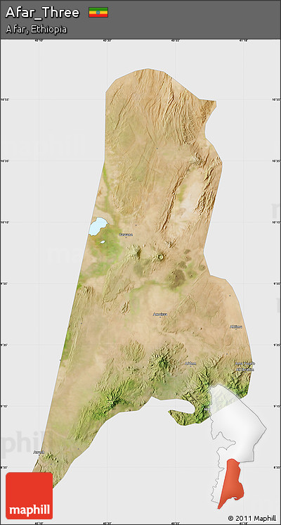 Satellite Map of Afar_Three, single color outside