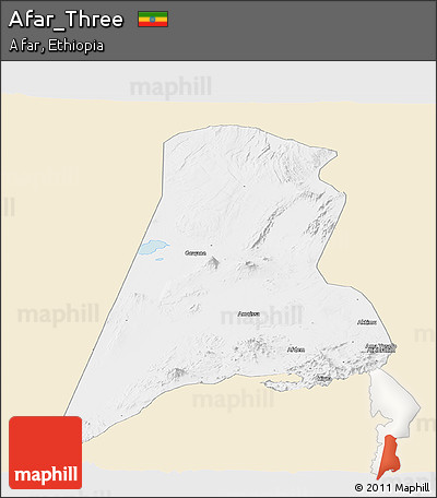 Classic Style Panoramic Map of Afar_Three, single color outside