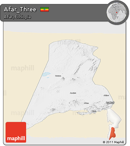 Classic Style Panoramic Map of Afar_Three, single color outside