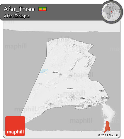Gray Panoramic Map of Afar_Three, single color outside