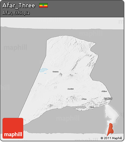 Gray Panoramic Map of Afar_Three, single color outside