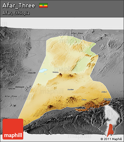 Physical Panoramic Map of Afar_Three, darken, desaturated