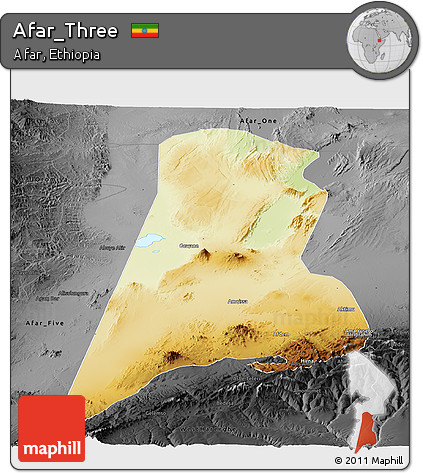 Physical Panoramic Map of Afar_Three, darken, desaturated