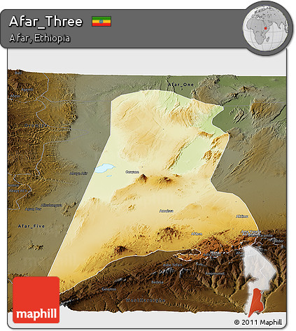 Physical Panoramic Map of Afar_Three, darken