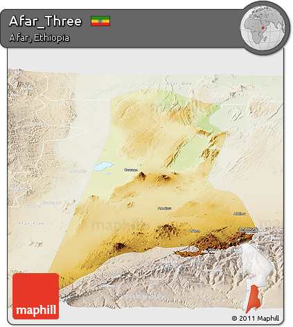 Physical Panoramic Map of Afar_Three, lighten