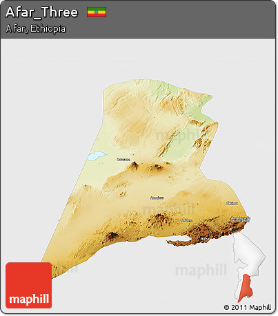 Physical Panoramic Map of Afar_Three, single color outside