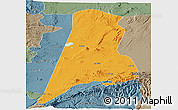Political Panoramic Map of Afar_Three, semi-desaturated