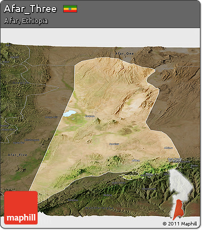 Satellite Panoramic Map of Afar_Three, darken
