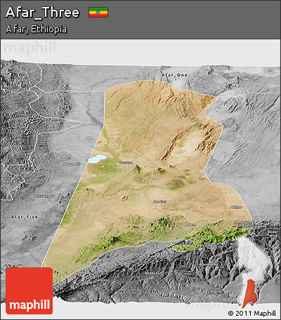 Satellite Panoramic Map of Afar_Three, desaturated