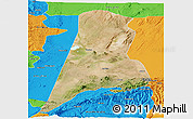 Satellite Panoramic Map of Afar_Three, political outside