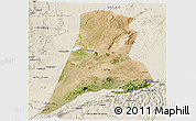 Satellite Panoramic Map of Afar_Three, shaded relief outside