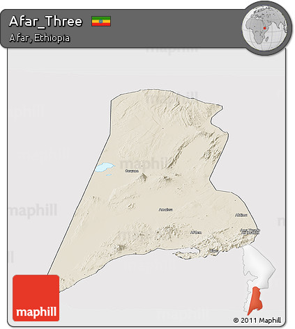 Shaded Relief Panoramic Map of Afar_Three, cropped outside
