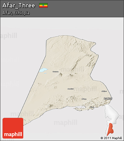 Shaded Relief Panoramic Map of Afar_Three, cropped outside
