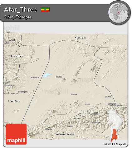 Shaded Relief Panoramic Map of Afar_Three