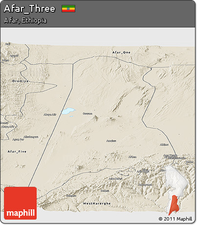 Shaded Relief Panoramic Map of Afar_Three