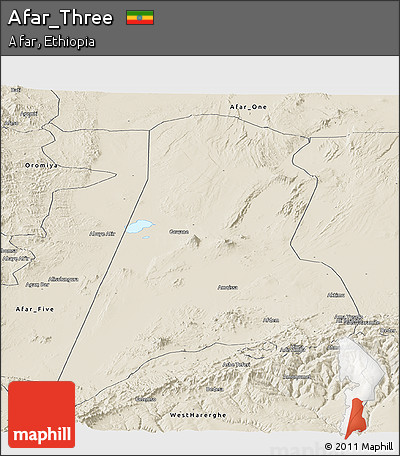 Shaded Relief Panoramic Map of Afar_Three