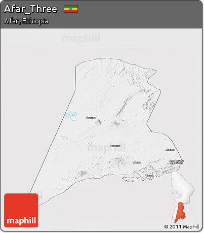 Silver Style Panoramic Map of Afar_Three, single color outside