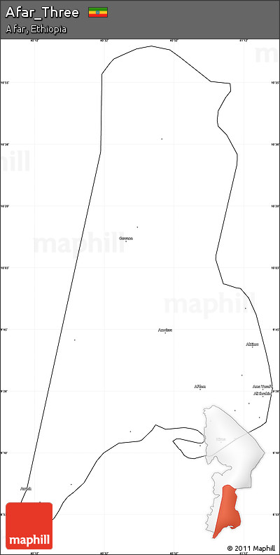 Blank Simple Map of Afar_Three, cropped outside