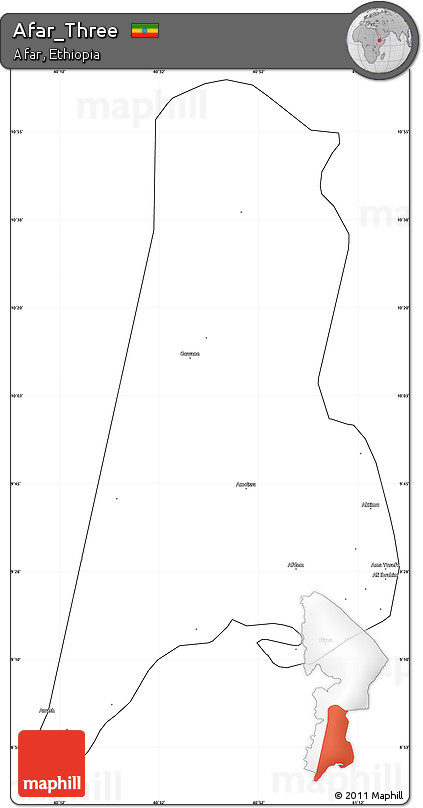 Blank Simple Map of Afar_Three, cropped outside