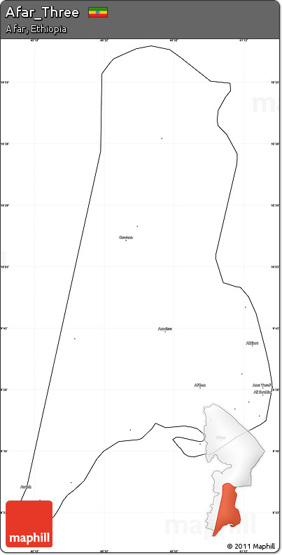 Blank Simple Map of Afar_Three, cropped outside