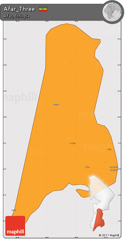 Political Simple Map of Afar_Three, cropped outside