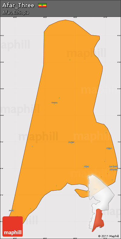 Political Simple Map of Afar_Three, cropped outside