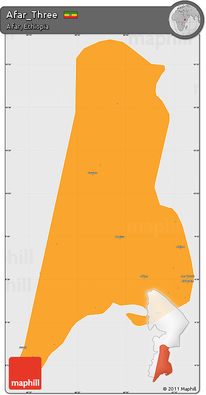 Political Simple Map of Afar_Three, single color outside