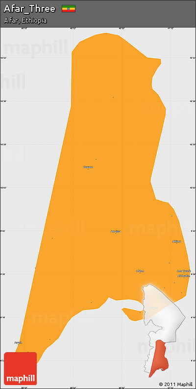 Political Simple Map of Afar_Three, single color outside