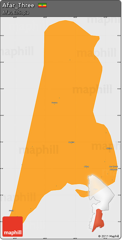 Political Simple Map of Afar_Three, single color outside