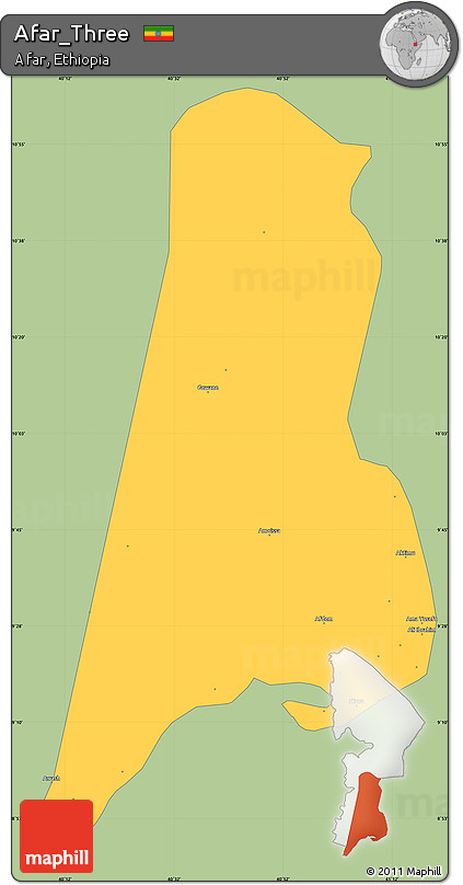 Savanna Style Simple Map of Afar_Three, single color outside