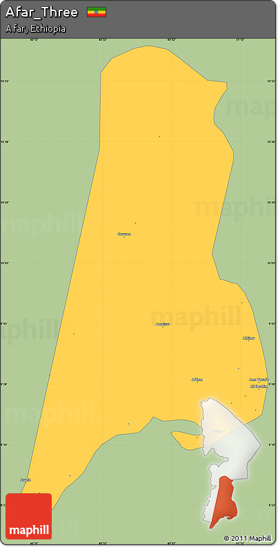 Savanna Style Simple Map of Afar_Three, single color outside