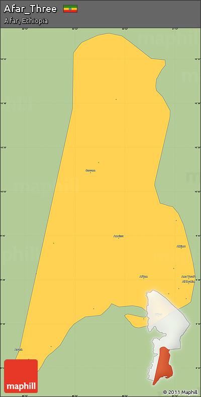 Savanna Style Simple Map of Afar_Three, single color outside