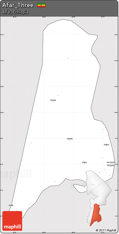 Silver Style Simple Map of Afar_Three, cropped outside