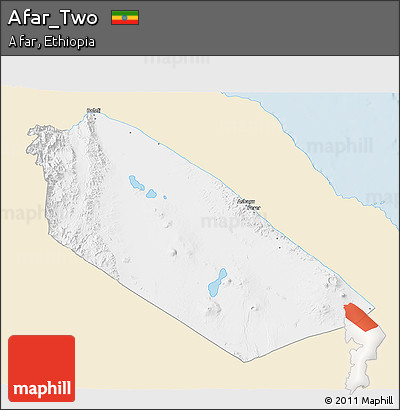 Classic Style 3D Map of Afar_Two, single color outside