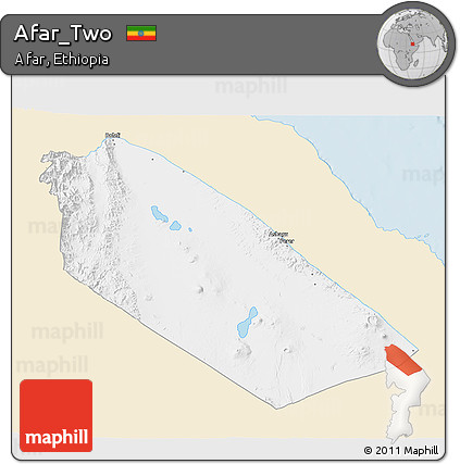 Classic Style 3D Map of Afar_Two, single color outside
