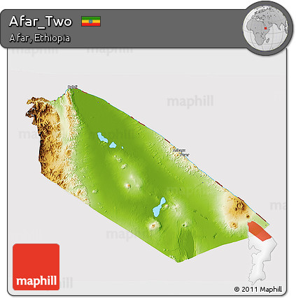 Physical 3D Map of Afar_Two, cropped outside