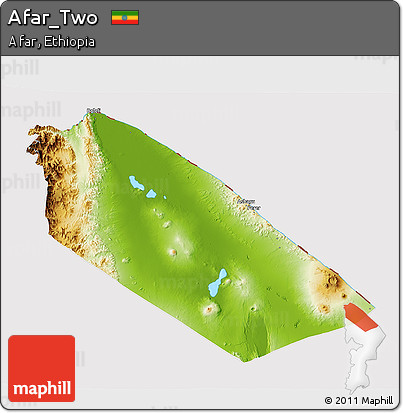 Physical 3D Map of Afar_Two, cropped outside