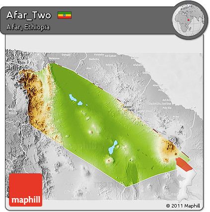 Physical 3D Map of Afar_Two, lighten, desaturated