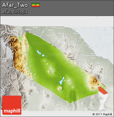 Physical 3D Map of Afar_Two, lighten, semi-desaturated