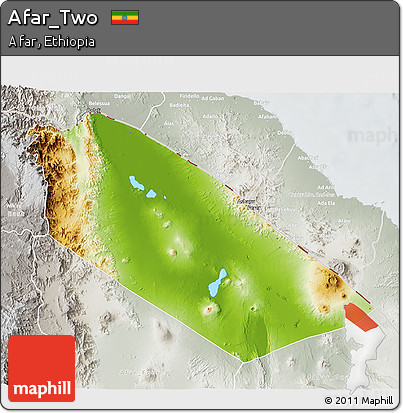 Physical 3D Map of Afar_Two, lighten, semi-desaturated