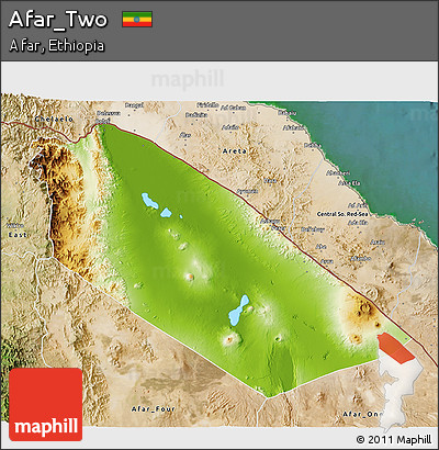 Physical 3D Map of Afar_Two, satellite outside