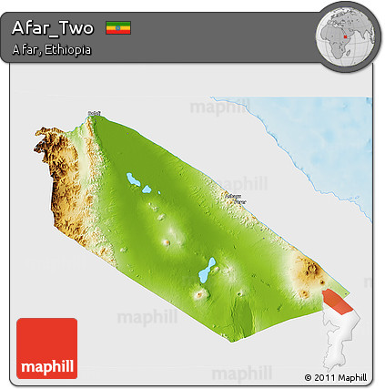 Physical 3D Map of Afar_Two, single color outside