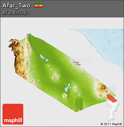 Physical 3D Map of Afar_Two, single color outside