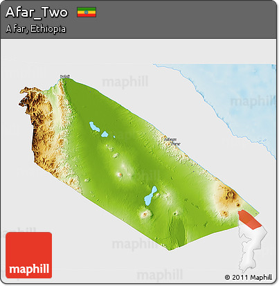 Physical 3D Map of Afar_Two, single color outside