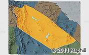 Political 3D Map of Afar_Two, darken, semi-desaturated