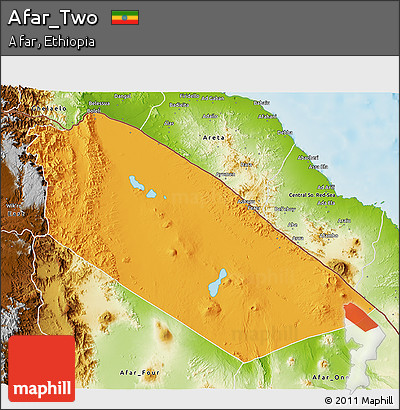 Political 3D Map of Afar_Two, physical outside