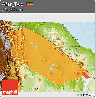 Political 3D Map of Afar_Two, physical outside
