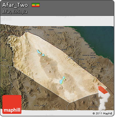 Satellite 3D Map of Afar_Two, darken