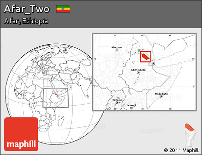 Blank Location Map of Afar_Two, within the entire country